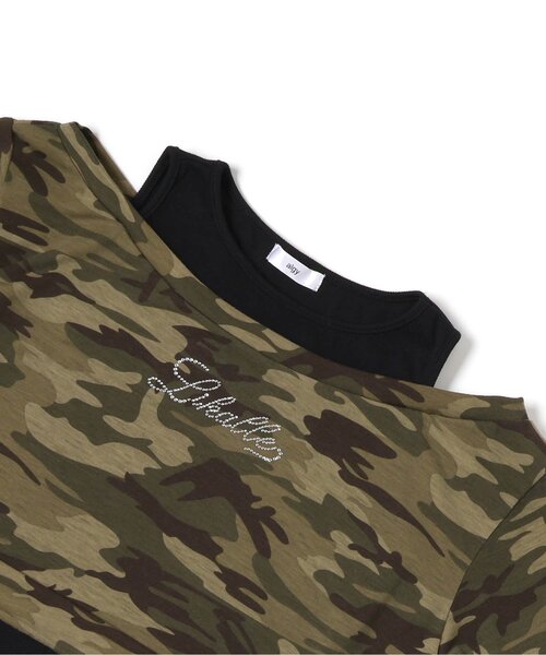 algy（アルジー）の「ラインストーンロゴレイヤード風Tシャツ（アンサンブル・キッズ・グレー/オフホワイト/カーキ・130/140/150/160）」の6枚目の写真