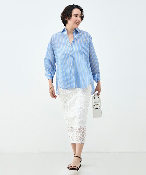 NOLLEY’S Sophi(ノーリーズソフィ)の「ウォッシャブルMARSALAシアーストライプ3WAYシャツ(シャツ/ブラウス・レディース・ブルー系その他3/イエロー系その他3・38)」の10枚目の写真
