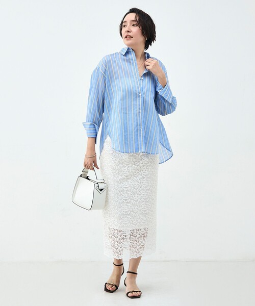 NOLLEY’S Sophi(ノーリーズソフィ)の「ウォッシャブルMARSALAシアーストライプ3WAYシャツ(シャツ/ブラウス・レディース・ブルー系その他3/イエロー系その他3・38)」の12枚目の写真