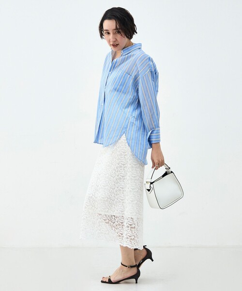 NOLLEY’S Sophi(ノーリーズソフィ)の「ウォッシャブルMARSALAシアーストライプ3WAYシャツ(シャツ/ブラウス・レディース・ブルー系その他3/イエロー系その他3・38)」の13枚目の写真