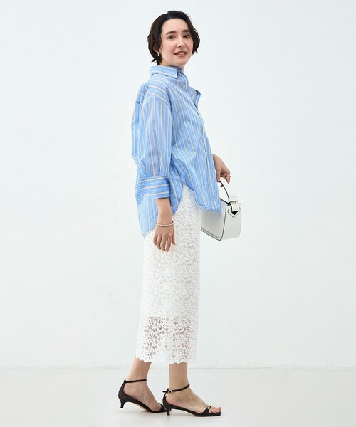 NOLLEY’S Sophi(ノーリーズソフィ)の「ウォッシャブルMARSALAシアーストライプ3WAYシャツ(シャツ/ブラウス・レディース・ブルー系その他3/イエロー系その他3・38)」の14枚目の写真