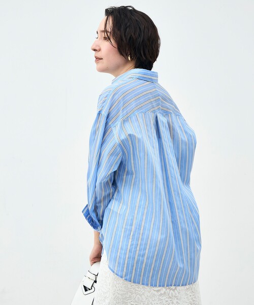 NOLLEY’S Sophi(ノーリーズソフィ)の「ウォッシャブルMARSALAシアーストライプ3WAYシャツ(シャツ/ブラウス・レディース・ブルー系その他3/イエロー系その他3・38)」の7枚目の写真