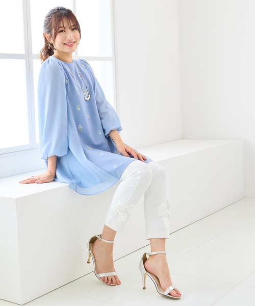 Rose Tiara（ローズティアラ）の「【人気アイテム/新色追加】【伸縮性◎】リボンレギンスパンツ（その他パンツ・レディース・ブラック/ネイビー/ベージュ/オフホワイト・42/46/38）」の17枚目の写真