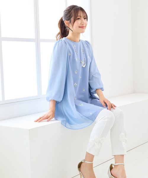 Rose Tiara（ローズティアラ）の「【人気アイテム/新色追加】【伸縮性◎】リボンレギンスパンツ（その他パンツ・レディース・ブラック/ネイビー/ベージュ/オフホワイト・42/46/38）」の19枚目の写真