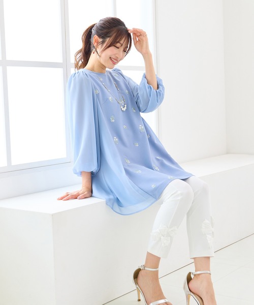 Rose Tiara（ローズティアラ）の「【人気アイテム/新色追加】【伸縮性◎】リボンレギンスパンツ（その他パンツ・レディース・ブラック/ネイビー/ベージュ/オフホワイト・42/46/38）」の20枚目の写真