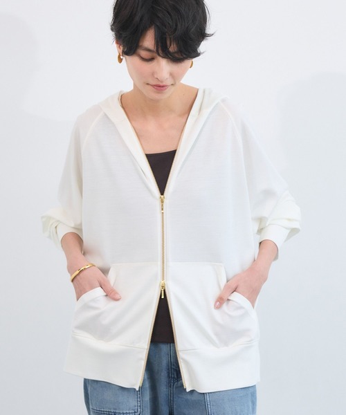 BARNYARDSTORM(バンヤードストーム)の「BARNYARDSTORM / UVカットCOOLタッチパーカー【UVカット / 接触冷感】JAPAN FABRIC(パーカー・レディース・チャコールグレー/ライトブラウン/ホワイト/ブラック/グレー系その他・L/M/S)」の2枚目の写真