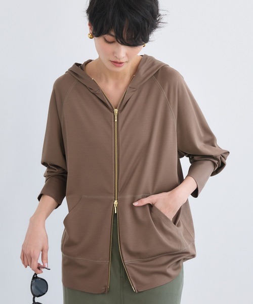 BARNYARDSTORM(バンヤードストーム)の「BARNYARDSTORM / UVカットCOOLタッチパーカー【UVカット / 接触冷感】JAPAN FABRIC(パーカー・レディース・チャコールグレー/ライトブラウン/ホワイト/ブラック/グレー系その他・L/M/S)」の5枚目の写真