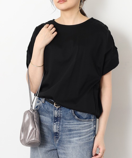 EGLANTINE（エグランティーヌ）の「EGLANTINE コクーンシルエットギャザーカットソー（Tシャツ/カットソー・レディース・オフホワイト/ブラック/ネイビー/ベージュ・40）」の2枚目の写真