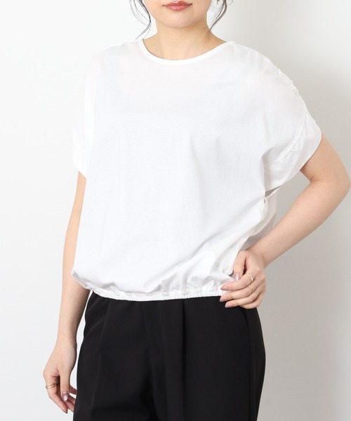 EGLANTINE（エグランティーヌ）の「EGLANTINE コクーンシルエットギャザーカットソー（Tシャツ/カットソー・レディース・オフホワイト/ブラック/ネイビー/ベージュ・40）」の8枚目の写真