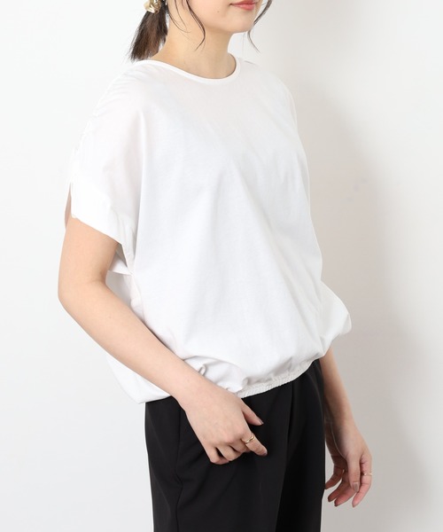 EGLANTINE（エグランティーヌ）の「EGLANTINE コクーンシルエットギャザーカットソー（Tシャツ/カットソー・レディース・オフホワイト/ブラック/ネイビー/ベージュ・40）」の10枚目の写真