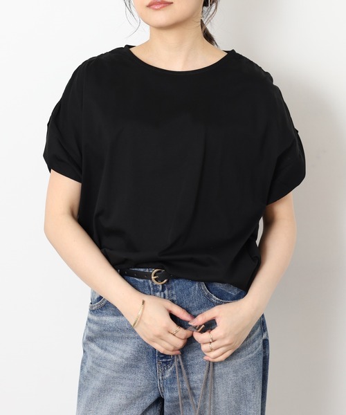 EGLANTINE（エグランティーヌ）の「EGLANTINE コクーンシルエットギャザーカットソー（Tシャツ/カットソー・レディース・オフホワイト/ブラック/ネイビー/ベージュ・40）」の13枚目の写真