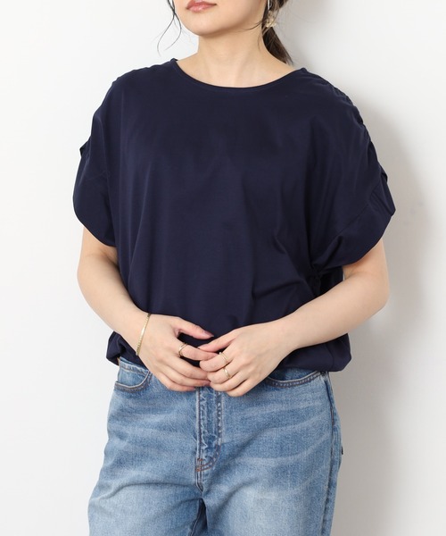 EGLANTINE（エグランティーヌ）の「EGLANTINE コクーンシルエットギャザーカットソー（Tシャツ/カットソー・レディース・オフホワイト/ブラック/ネイビー/ベージュ・40）」の20枚目の写真