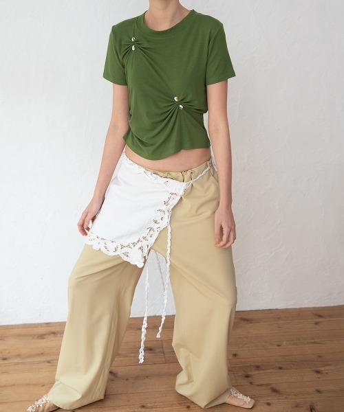 leinwande(ラインヴァンド)の「Wide Straight Trousers / ワイドストレートトラウザー(スラックス・レディース・イエロー/グレー/ネイビー系・SMALL/MEDIUM)」の3枚目の写真