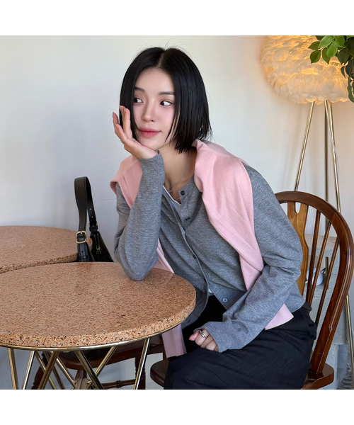 MIND BRIDGE WOMEN（マインドブリッジウーマン）の「[ON][W]エッセンシャルカーディガン - 5カラー（カーディガン/ボレロ・レディース・ブラック/ブラウン/グレー/アイボリー/スカイブルー・55/66/77）」の3枚目の写真