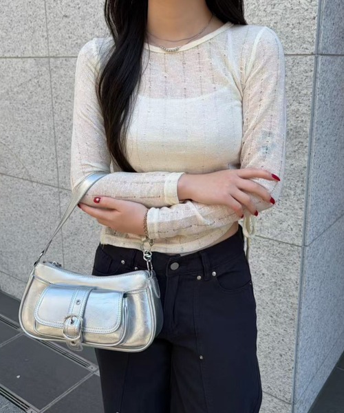 mebole（メボレ）の「Asymmetry Sheer Top（Tシャツ/カットソー・レディース・アイボリー・FREE）」の4枚目の写真