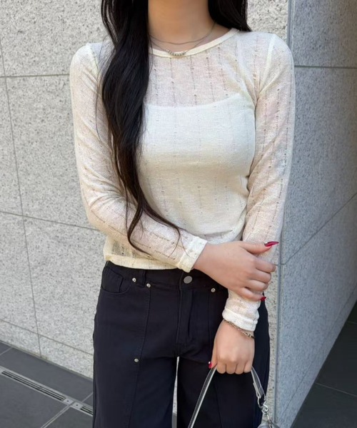 mebole（メボレ）の「Asymmetry Sheer Top（Tシャツ/カットソー・レディース・アイボリー・FREE）」の2枚目の写真