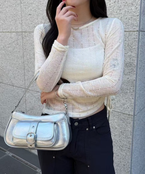 mebole（メボレ）の「Asymmetry Sheer Top（Tシャツ/カットソー・レディース・アイボリー・FREE）」の3枚目の写真