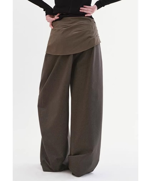 Fano Studios（ファノ ストゥディオズ）の「デザインウエスト レイヤード風 ワイドパンツ FX26K007【Fano Studios】【2026SS】（スラックス・レディース・ブラウン・S/M/L）」の8枚目の写真