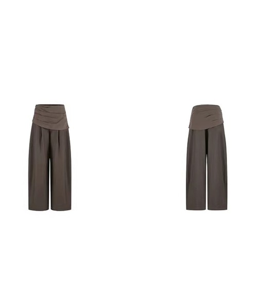 Fano Studios（ファノ ストゥディオズ）の「デザインウエスト レイヤード風 ワイドパンツ FX26K007【Fano Studios】【2026SS】（スラックス・レディース・ブラウン・S/M/L）」の11枚目の写真