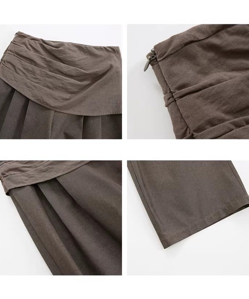 Fano Studios（ファノ ストゥディオズ）の「デザインウエスト レイヤード風 ワイドパンツ FX26K007【Fano Studios】【2026SS】（スラックス・レディース・ブラウン・S/M/L）」の12枚目の写真