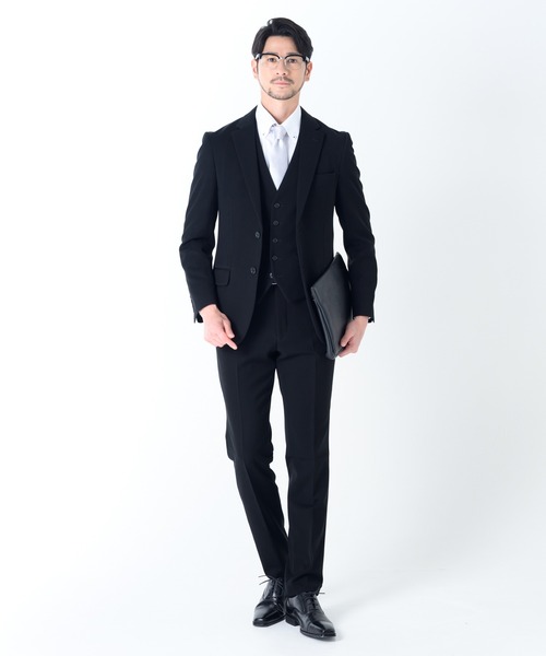 洗える礼服 2つボタン 濃染加工 ベーシックフォーマルスーツ 3P 裾上げテープ付き