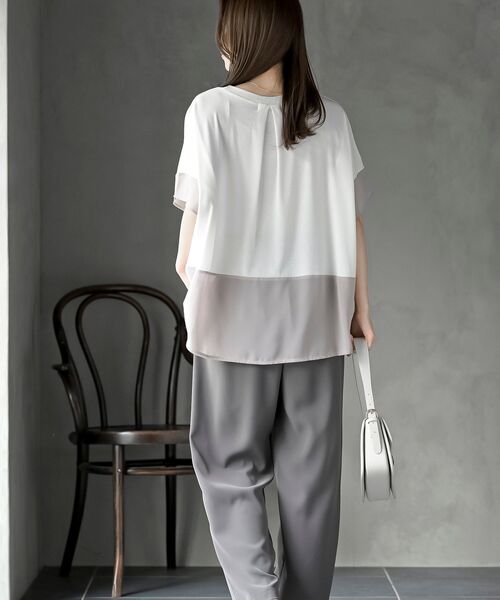 rps(アールピーエス)の「異素材切替ドルマンT(Tシャツ/カットソー・レディース・オフホワイト/グレー・フリー)」の5枚目の写真