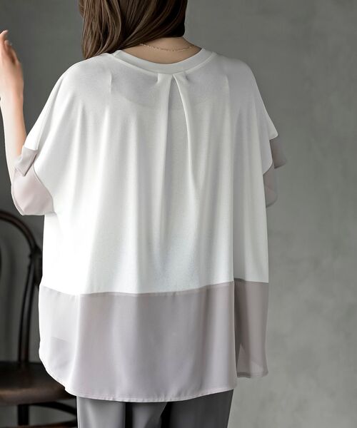 rps(アールピーエス)の「異素材切替ドルマンT(Tシャツ/カットソー・レディース・オフホワイト/グレー・フリー)」の9枚目の写真