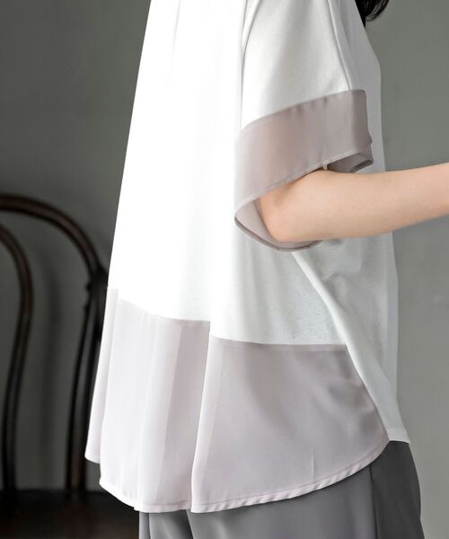 rps(アールピーエス)の「異素材切替ドルマンT(Tシャツ/カットソー・レディース・オフホワイト/グレー・フリー)」の10枚目の写真