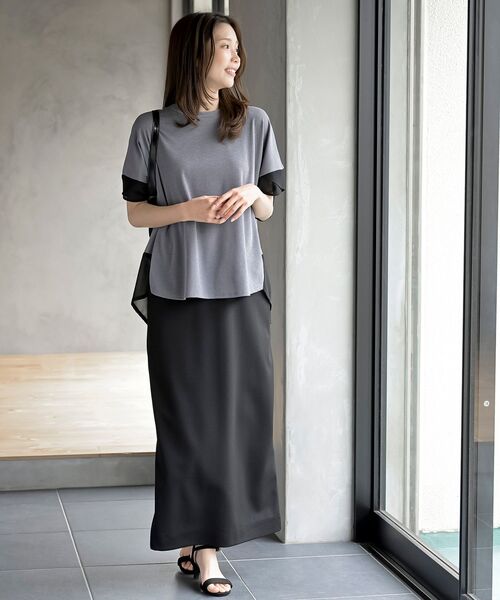 rps(アールピーエス)の「異素材切替ドルマンT(Tシャツ/カットソー・レディース・オフホワイト/グレー・フリー)」の11枚目の写真