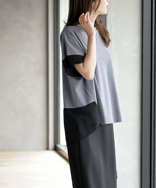 rps(アールピーエス)の「異素材切替ドルマンT(Tシャツ/カットソー・レディース・オフホワイト/グレー・フリー)」の12枚目の写真