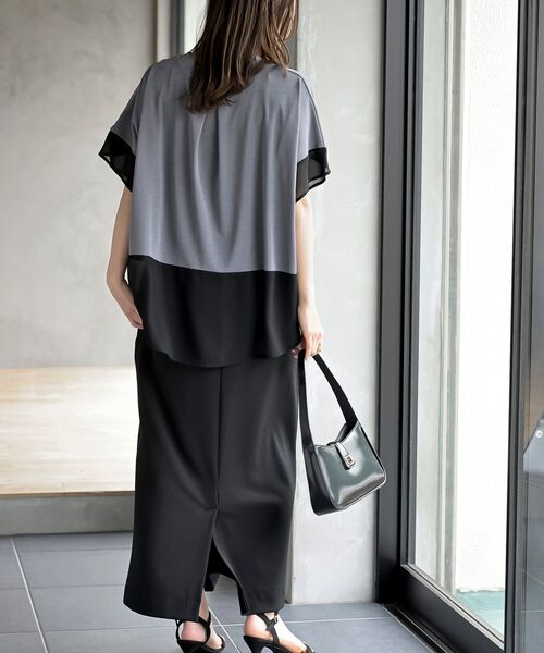 rps(アールピーエス)の「異素材切替ドルマンT(Tシャツ/カットソー・レディース・オフホワイト/グレー・フリー)」の13枚目の写真