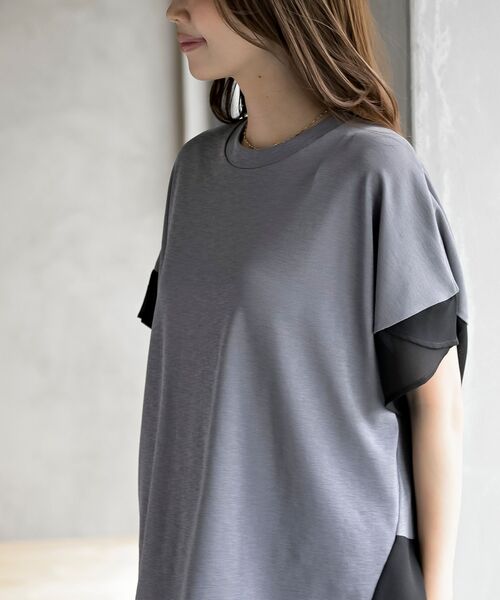 rps(アールピーエス)の「異素材切替ドルマンT(Tシャツ/カットソー・レディース・オフホワイト/グレー・フリー)」の16枚目の写真