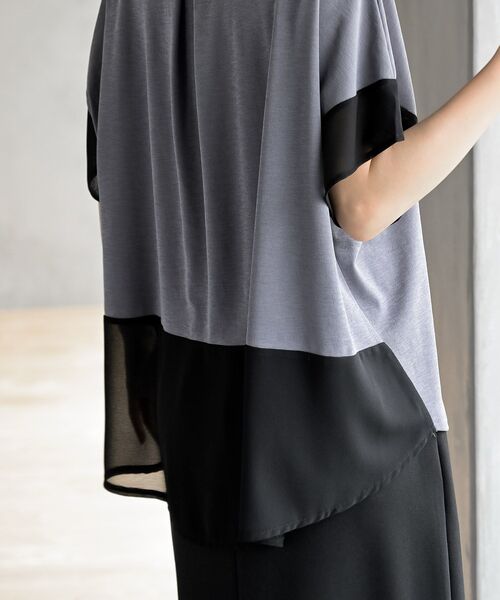 rps(アールピーエス)の「異素材切替ドルマンT(Tシャツ/カットソー・レディース・オフホワイト/グレー・フリー)」の18枚目の写真