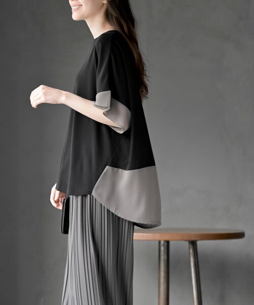 rps(アールピーエス)の「異素材切替ドルマンT(Tシャツ/カットソー・レディース・オフホワイト/グレー・フリー)」の20枚目の写真