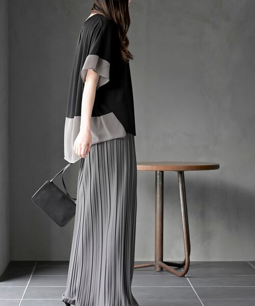 rps(アールピーエス)の「異素材切替ドルマンT(Tシャツ/カットソー・レディース・オフホワイト/グレー・フリー)」の22枚目の写真