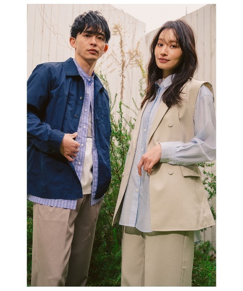 Park Slope NEWYORKER(パークスロープニューヨーカー)の「【着回し・オンオフ・セットアップ可】テーラードジレ(ノーカラージャケット・レディース・ブラック/ベージュ・L/M)」の5枚目の写真