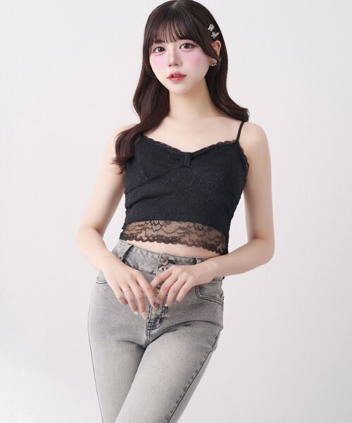 Belle Charme(ベルシャルム)の「【Belle Charme】Lace Camisole(キャミソール・レディース・オフホワイト/ブラック・FREE)」の9枚目の写真