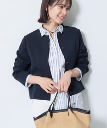 【洗える/SETUP可能】メタルボタンニットジャケット風カーディガン