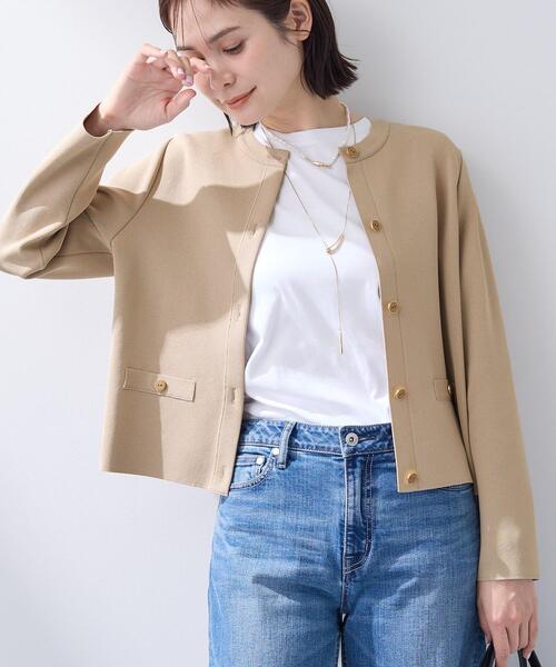 INDIVI(インディヴィ)の「【洗える/SETUP可能】メタルボタンニットジャケット風カーディガン(カーディガン/ボレロ・レディース・ネイビー/サンドベージュ・38)」の8枚目の写真