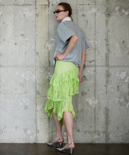 MAISON SPECIAL(メゾンスペシャル)の「Lace Tiered Skirt/レースティアードスカート(スカート・レディース・ライム/アイボリー・36/38)」の4枚目の写真