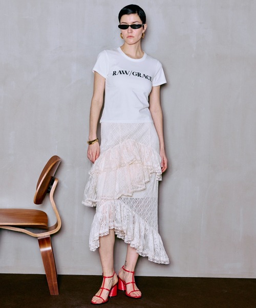 MAISON SPECIAL(メゾンスペシャル)の「Lace Tiered Skirt/レースティアードスカート(スカート・レディース・ライム/アイボリー・36/38)」の6枚目の写真