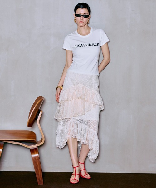 MAISON SPECIAL(メゾンスペシャル)の「Lace Tiered Skirt/レースティアードスカート(スカート・レディース・ライム/アイボリー・36/38)」の8枚目の写真