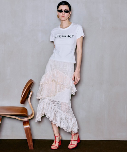 MAISON SPECIAL(メゾンスペシャル)の「Lace Tiered Skirt/レースティアードスカート(スカート・レディース・ライム/アイボリー・36/38)」の9枚目の写真