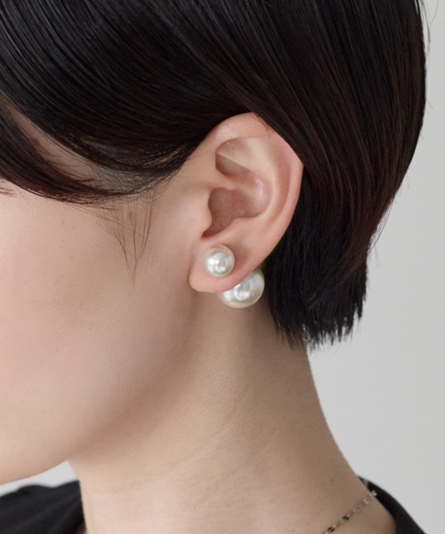 ciite'(シーテ)の「2way ダブルパールピアス (両耳用)(ピアス(両耳用)・レディース・ホワイト/ホワイト系その他・FREE)」の2枚目の写真