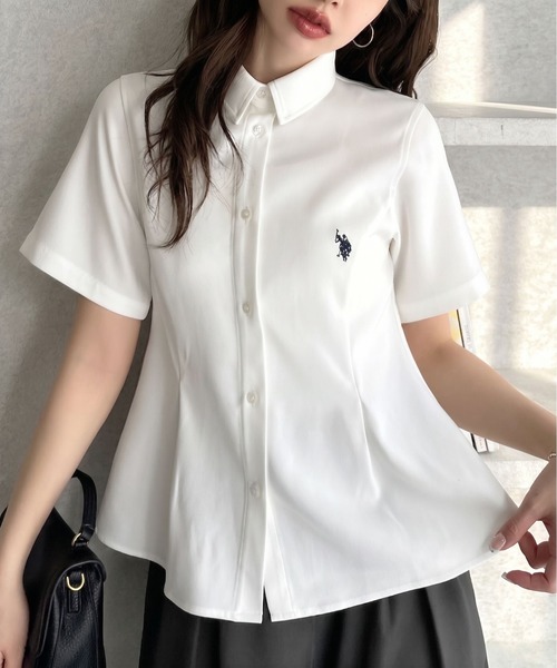 U.S. POLO ASSN.（ユーエスポロアッスン）の「【Ada.別注 U.S. POLO ASSN.】ペプラム 半袖 シャツ ◎（シャツ/ブラウス・レディース・ピンク/ホワイト/サックスブルー・FREE）」の2枚目の写真