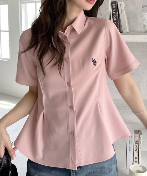 U.S. POLO ASSN.（ユーエスポロアッスン）の「【Ada.別注 U.S. POLO ASSN.】ペプラム 半袖 シャツ ◎（シャツ/ブラウス・レディース・ピンク/ホワイト/サックスブルー・FREE）」の3枚目の写真