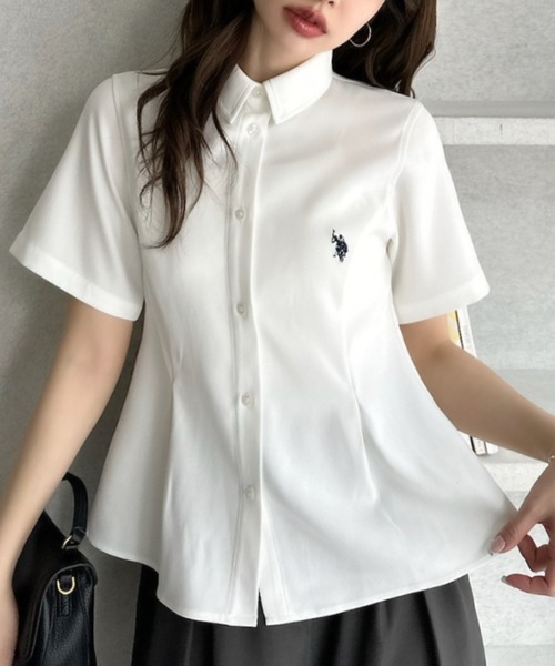 U.S. POLO ASSN.（ユーエスポロアッスン）の「【Ada.別注 U.S. POLO ASSN.】ペプラム 半袖 シャツ ◎（シャツ/ブラウス・レディース・ピンク/ホワイト/サックスブルー・FREE）」の4枚目の写真
