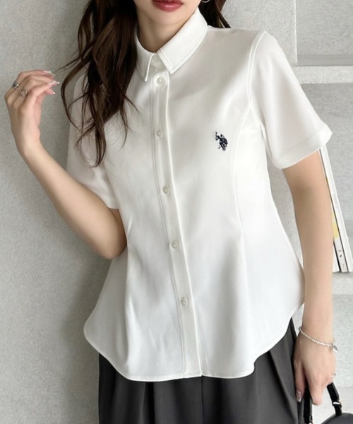U.S. POLO ASSN.（ユーエスポロアッスン）の「【Ada.別注 U.S. POLO ASSN.】ペプラム 半袖 シャツ ◎（シャツ/ブラウス・レディース・ピンク/ホワイト/サックスブルー・FREE）」の8枚目の写真