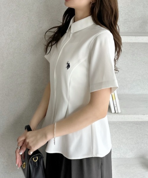 U.S. POLO ASSN.（ユーエスポロアッスン）の「【Ada.別注 U.S. POLO ASSN.】ペプラム 半袖 シャツ ◎（シャツ/ブラウス・レディース・ピンク/ホワイト/サックスブルー・FREE）」の5枚目の写真