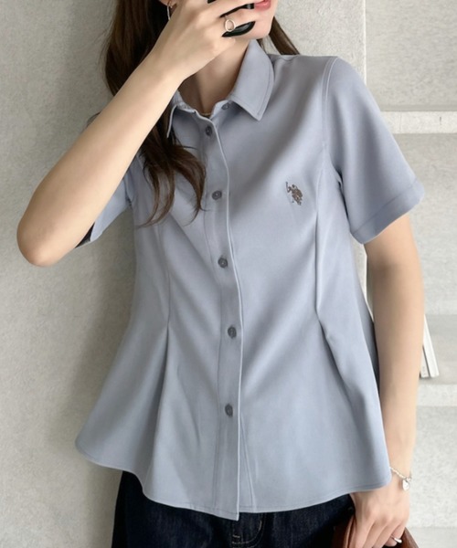 U.S. POLO ASSN.（ユーエスポロアッスン）の「【Ada.別注 U.S. POLO ASSN.】ペプラム 半袖 シャツ ◎（シャツ/ブラウス・レディース・ピンク/ホワイト/サックスブルー・FREE）」の10枚目の写真